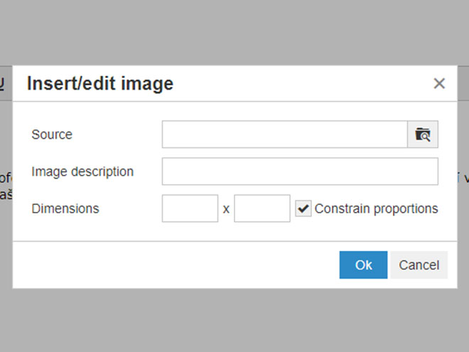 Magento - nový wysiwyg editor - okno pro nahrání obrázku