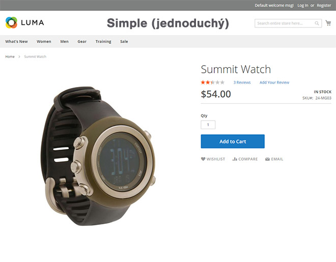 Magento typy produktů: Ukázka jednoduchého (simple) produktu