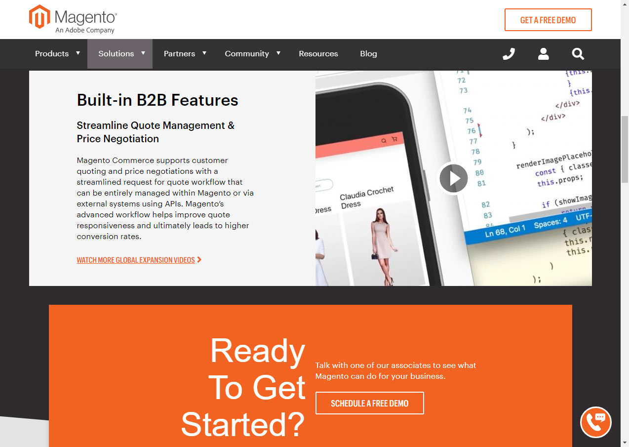 Magento B2B features. Zdroj: magento.com