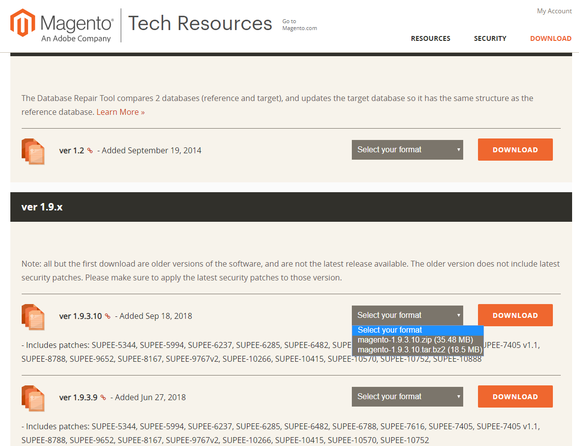 Magento download verze 1.9.3.10