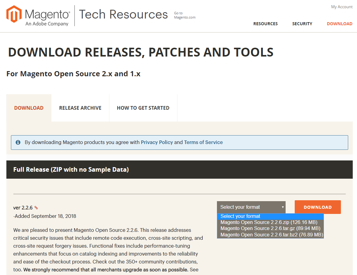 Magento download verze 2.2.6