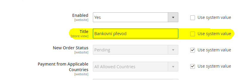Magento2: Bank Transfer Payment Title