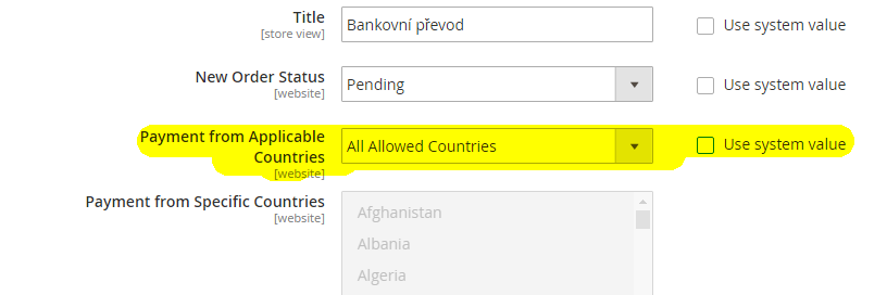 Magento2: Bank Transfer Payment - All Countries Allowed