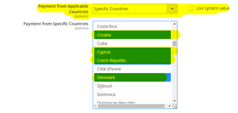 Magento2: Bank Transfer Payment - Specific Countries Allowed