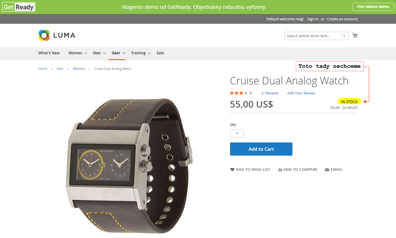 Obrázek: Magento2: Zobrazení stavu skladu na frontendu.